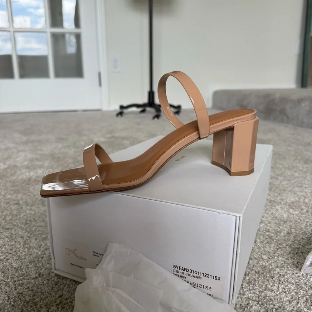New In Box BY FAR Nude Tanya Heels - Picture 5 of 7
